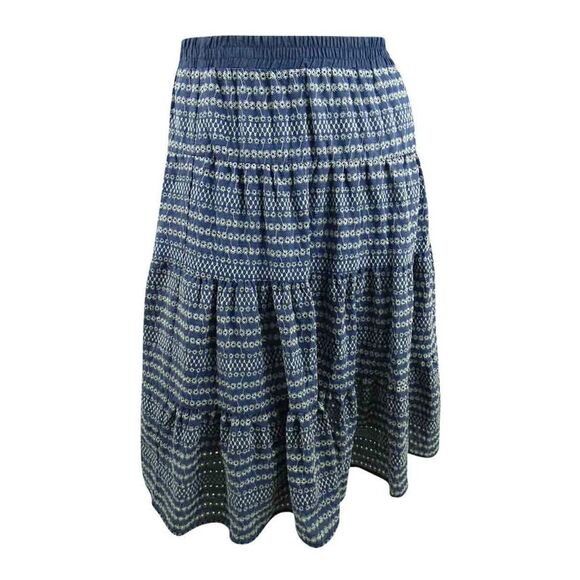 Tommy Hilfiger Women's Paneled Printed Midi Skirt (XXL, Denim/ivory) - Picture 1 of 3
